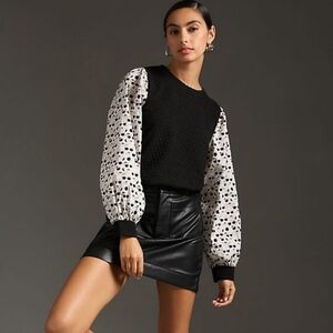 Anthropologie Porridge Textured Sweatshirt Women's S Black White NWT